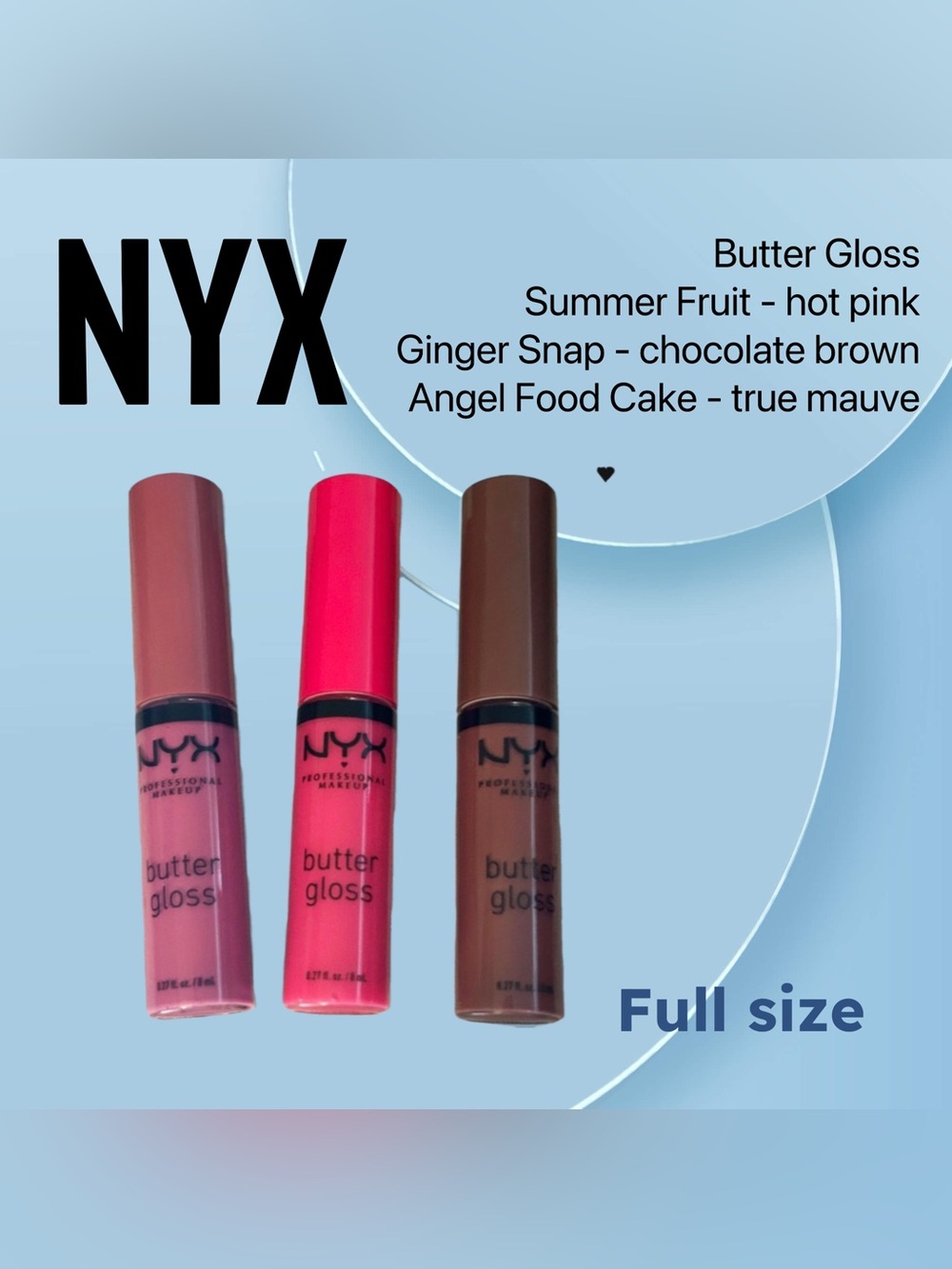 ✨HP✨🇺🇸🆕NWOB NYX | FULL | 3X Cult Butter Lip Gloss Set: Mauve Brown Hot Pink